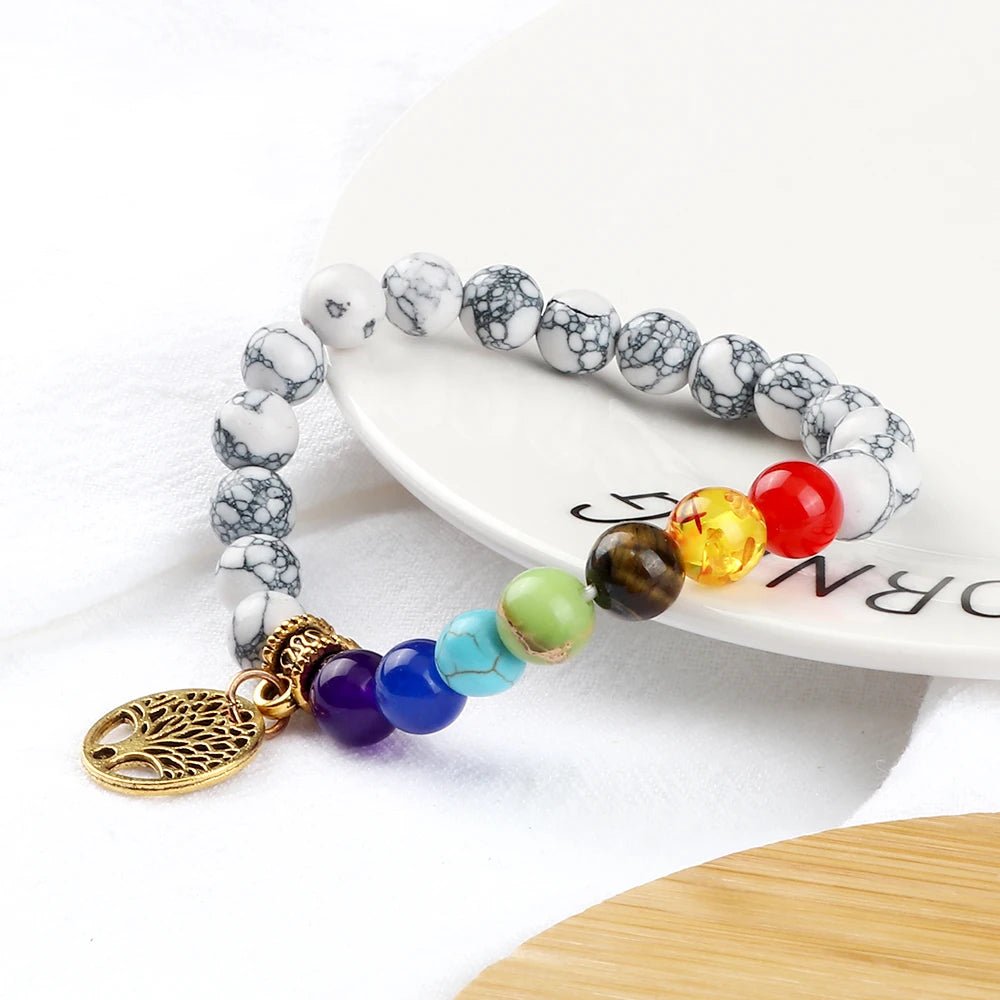 Bracelets d'arbre de vie des 7 chakras, pierre naturelle, Reiki, perles d'énergie de guérison, Bracelets de Yoga pour femmes et hommes, bijoux de méditation, cadeau, tendance - CAP OCEAN BIEN-ETRE