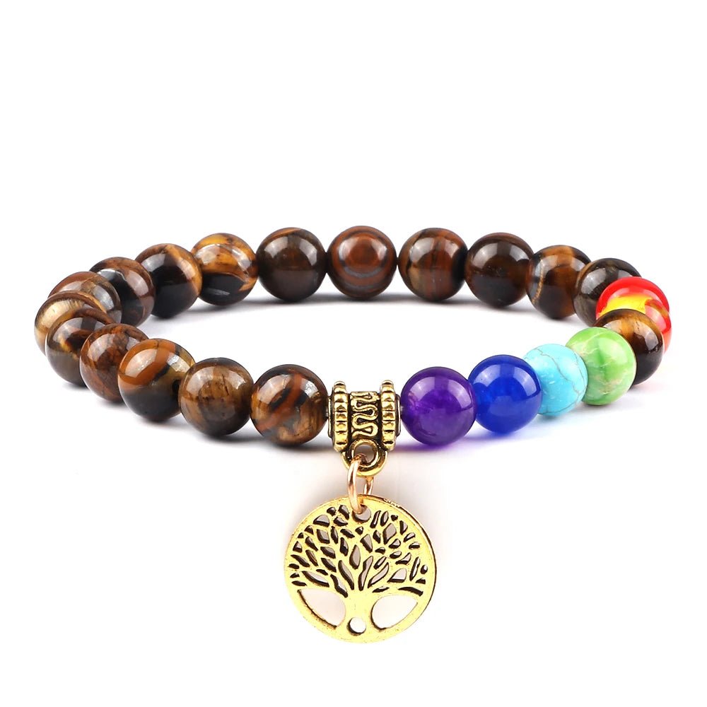 Bracelets d'arbre de vie des 7 chakras, pierre naturelle, Reiki, perles d'énergie de guérison, Bracelets de Yoga pour femmes et hommes, bijoux de méditation, cadeau, tendance - CAP OCEAN BIEN-ETRE