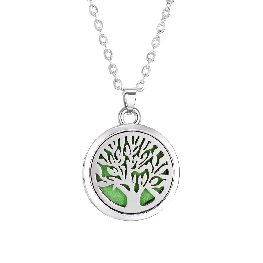 Collier d'aromathérapie arbre de vie, diffuseur d'huile essentielle de parfum, médaillon en alliage d'acier inoxydable, pendentif diffuseur d'arôme - CAP OCEAN BIEN-ETRE