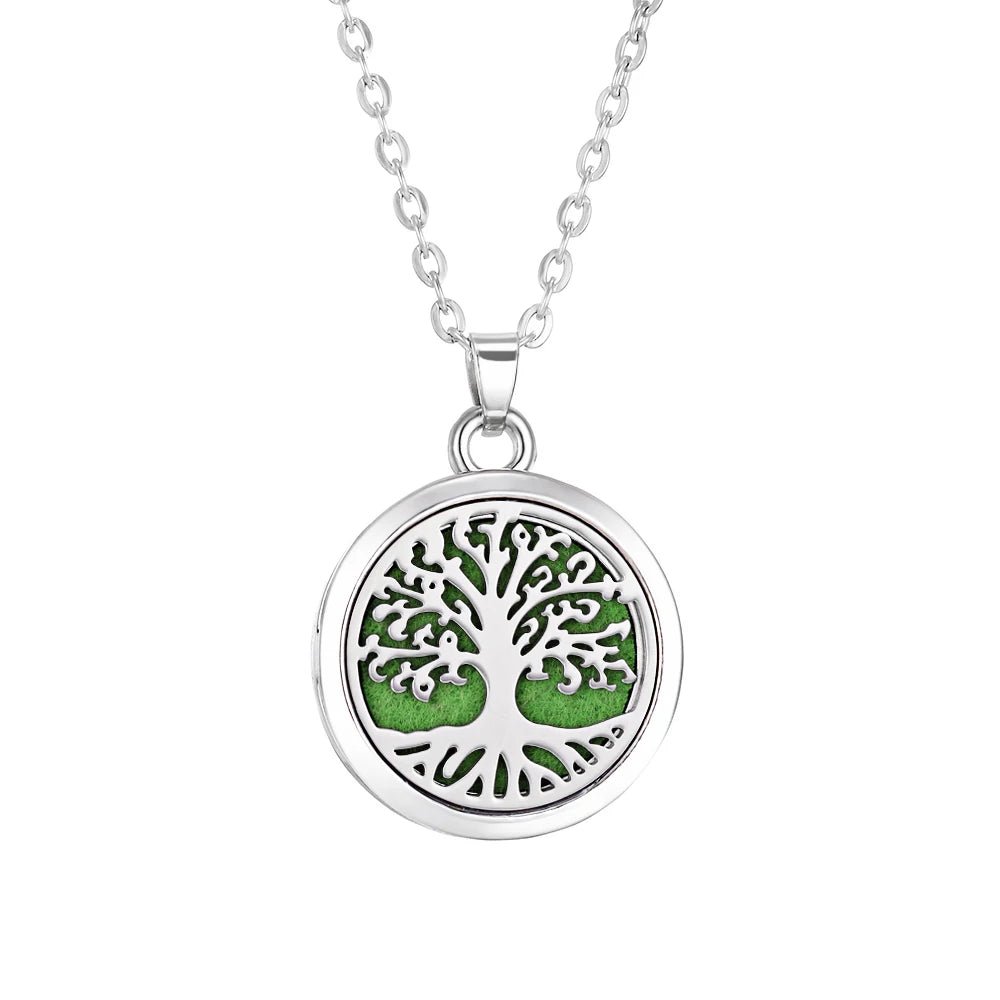 Collier d'aromathérapie arbre de vie, diffuseur d'huile essentielle de parfum, médaillon en alliage d'acier inoxydable, pendentif diffuseur d'arôme - CAP OCEAN BIEN-ETRE