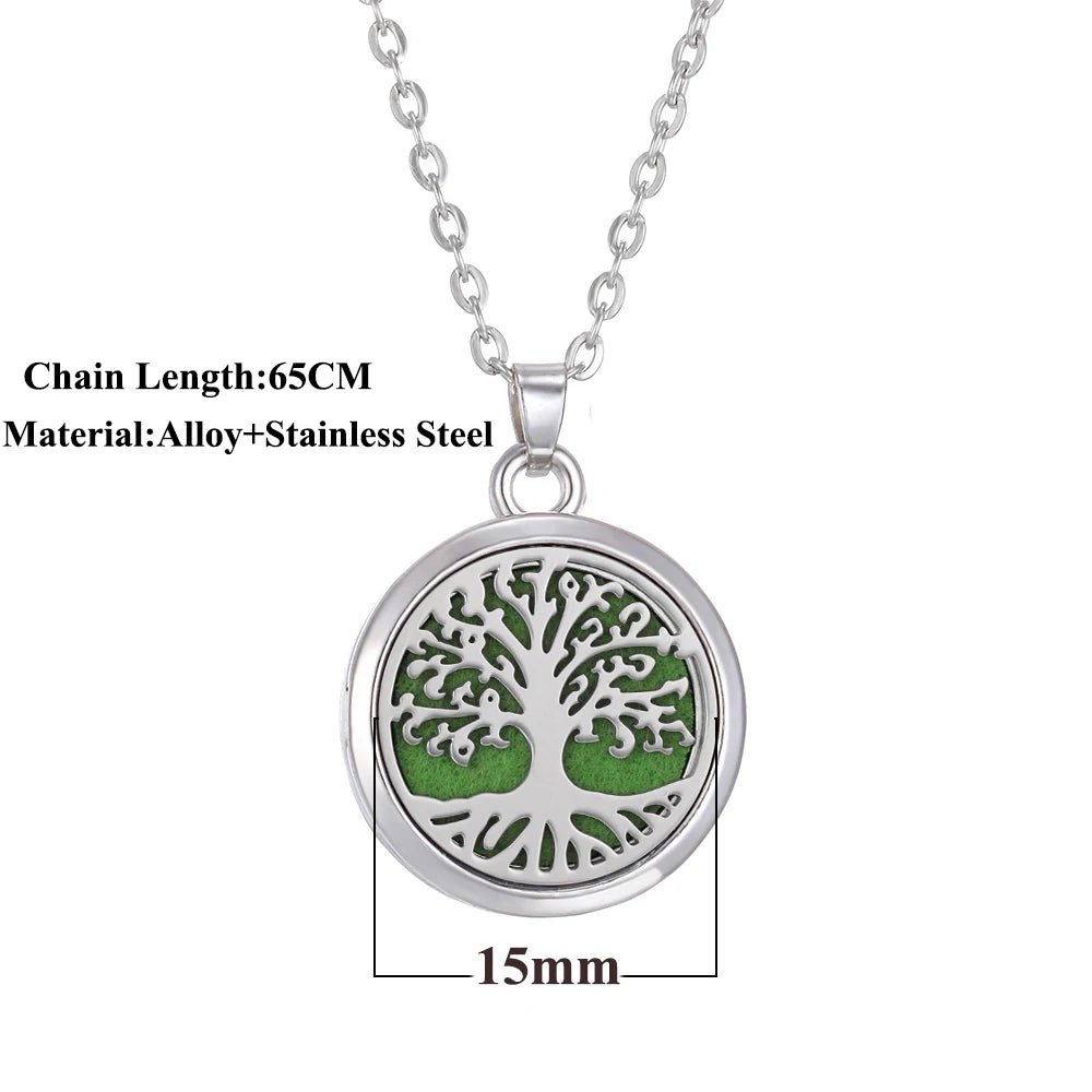 Collier d'aromathérapie arbre de vie, diffuseur d'huile essentielle de parfum, médaillon en alliage d'acier inoxydable, pendentif diffuseur d'arôme - CAP OCEAN BIEN-ETRE