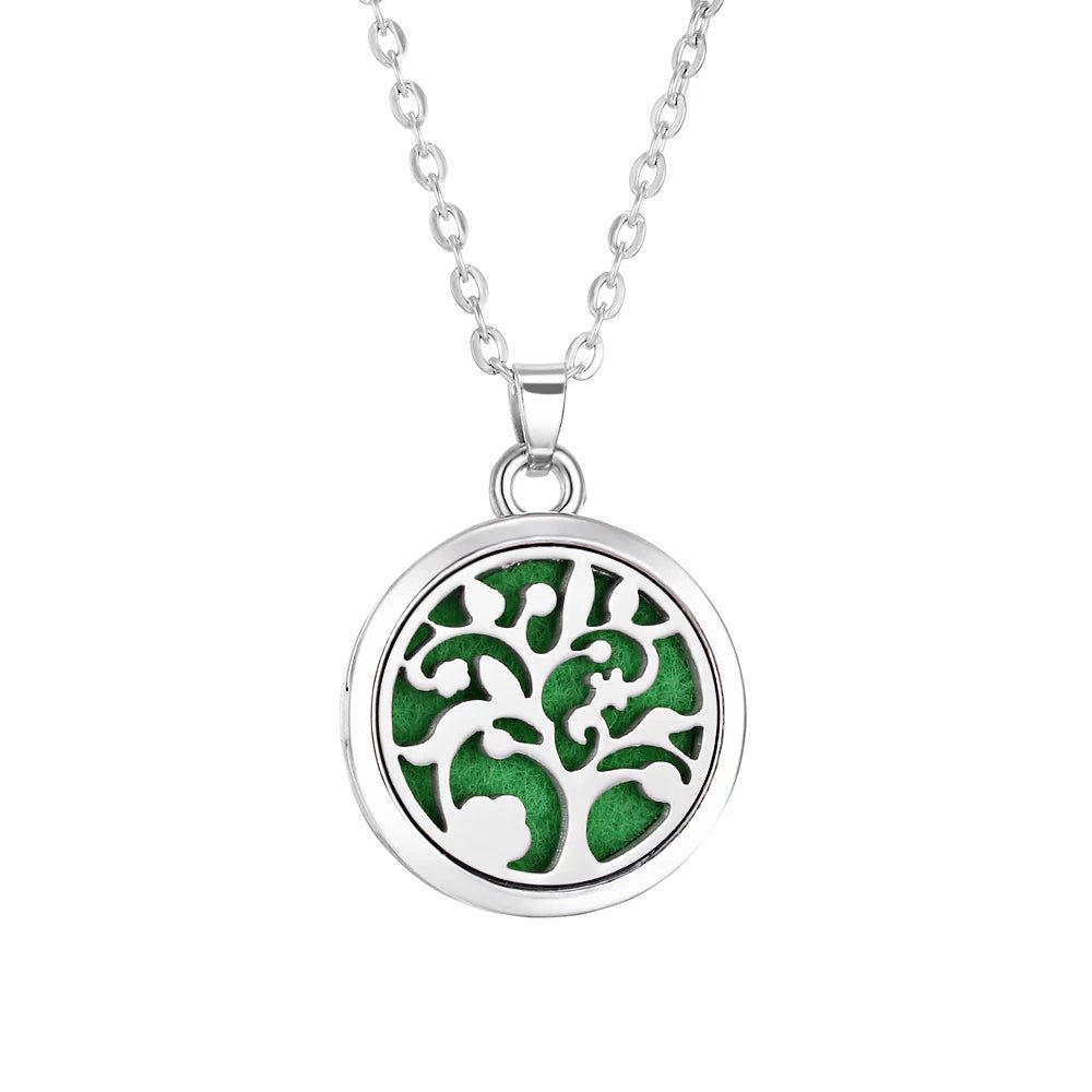 Collier d'aromathérapie arbre de vie, diffuseur d'huile essentielle de parfum, médaillon en alliage d'acier inoxydable, pendentif diffuseur d'arôme - CAP OCEAN BIEN-ETRE