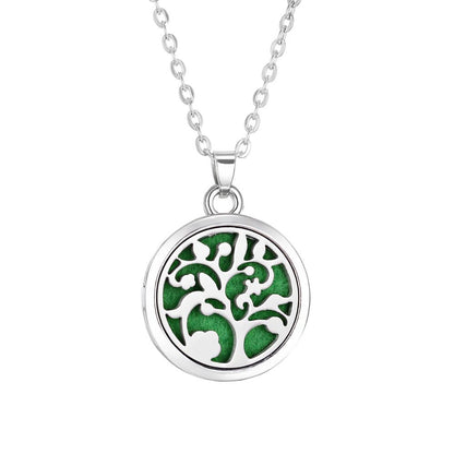 Collier d'aromathérapie arbre de vie, diffuseur d'huile essentielle de parfum, médaillon en alliage d'acier inoxydable, pendentif diffuseur d'arôme - CAP OCEAN BIEN-ETRE