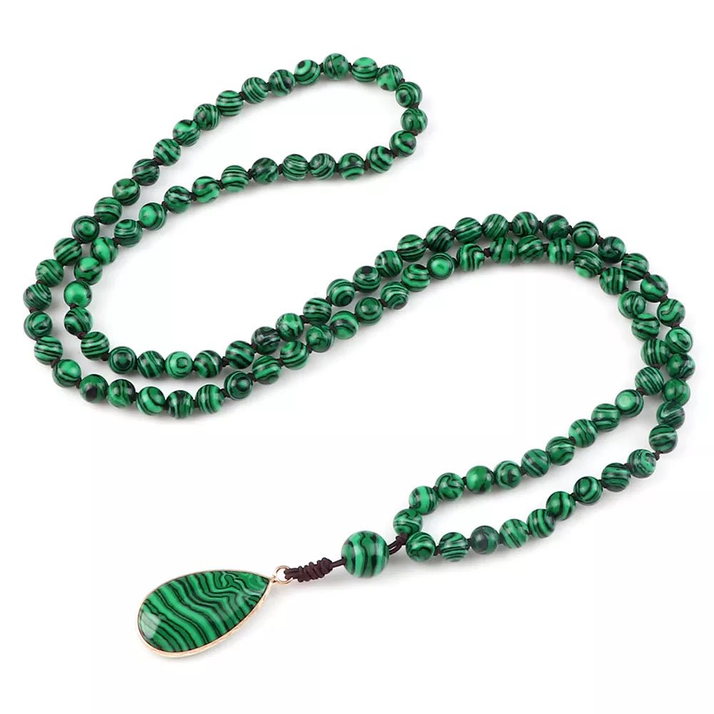 Colliers et Bracelets en perles de Malachite naturelle pour femmes et hommes, pendentifs en perles vertes, breloques, colliers de prière Mala, bijoux de Yoga pour hommes, 108 - CAP OCEAN BIEN-ETRE