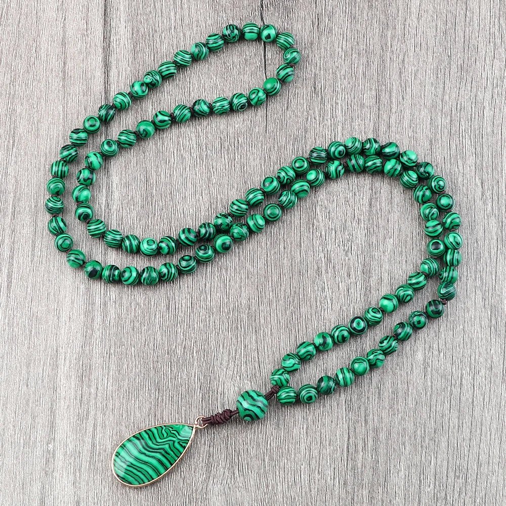 Colliers et Bracelets en perles de Malachite naturelle pour femmes et hommes, pendentifs en perles vertes, breloques, colliers de prière Mala, bijoux de Yoga pour hommes, 108 - CAP OCEAN BIEN-ETRE